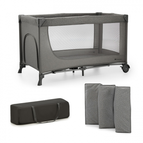 Camera copilului - Patut travel kinderkraft joy2, fara accesorii, dark grey, varsta de la 0 luni la 3 ani