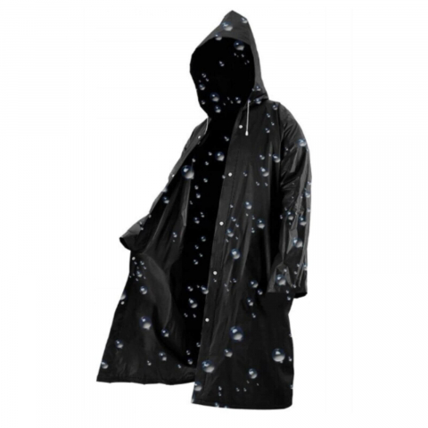 Pelerina de ploaie oversize cu gluga si capse, EVA, neagra, 145x70 cm [11]