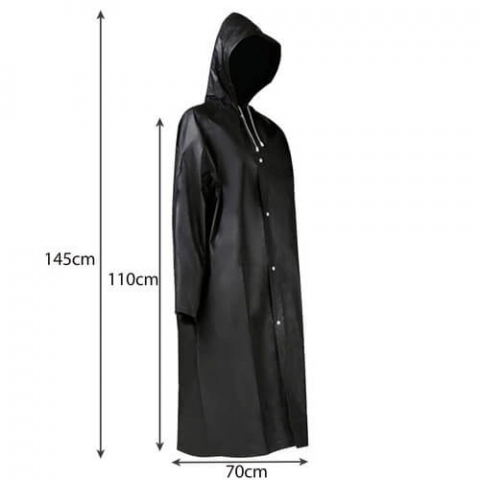 Pelerina de ploaie oversize cu gluga si capse, EVA, neagra, 145x70 cm [9]