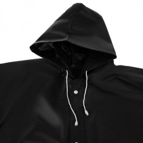 Pelerina de ploaie oversize cu gluga si capse, EVA, neagra, 145x70 cm [7]