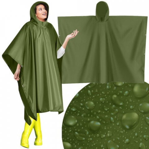 Jucării și Jocuri pentru copii - Pelerina de ploaie poncho impermeabila, universala, PVC, verde, 127x100 cm