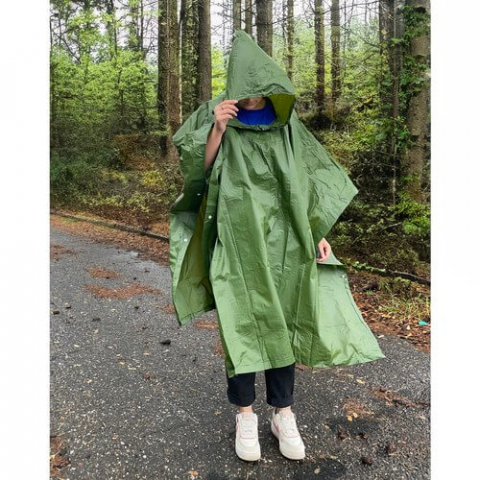 Pelerina de ploaie poncho impermeabila, universala, PVC, verde, 127x100 cm [2]