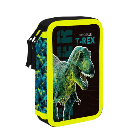 Rechizite Școlare - Penar 2 fermoare neechipat Premium Dinosaur Oxy
