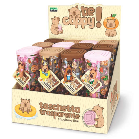 Rechizite Școlare - Penar BeCappy Capibara – transparent cu finisaje din silicon, pret/1 buc