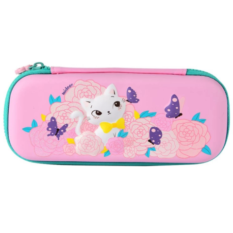 Penare fete, baieti, echipate si neechipate - Penar cu 3 Compartimente Mideer, Model Cat in the Garden, Organizator Impermeabil si Lavabil