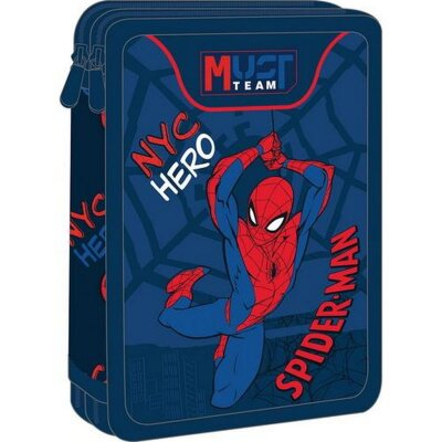 Rechizite Școlare - Penar echipat 2 fermoare 15x15x21cm Spiderman Nyc Heros 