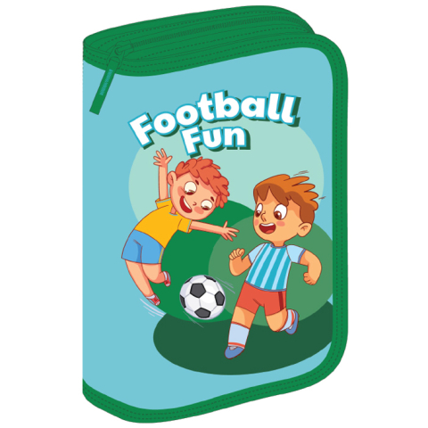 Rechizite Școlare - Penar echipat 23 piese 1 fermoar 2 extensii fotbal verde pigna