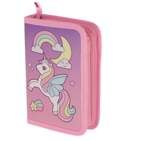 Rechizite Școlare - Penar echipat 23 piese 1 fermoar 2 extensii unicorn curcubeu pigna