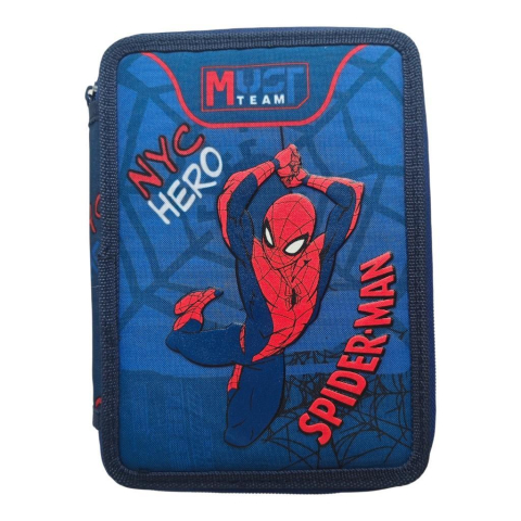 Rechizite Școlare - Penar echipat 3 fermoare 12x6x195cm Spiderman Nyc Heros 
