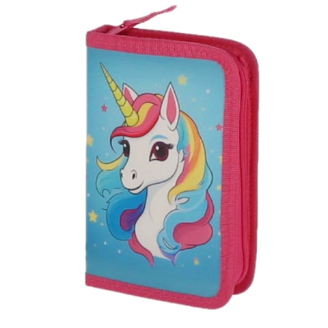 Rechizite Școlare - Penar echipat 31 piese 1 fermoar 2 extensii unicorn albastru pigna