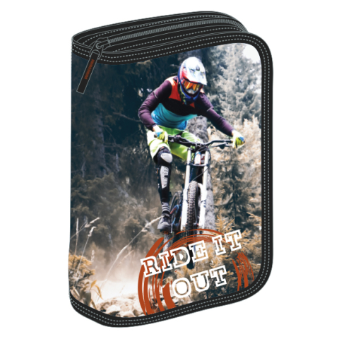 Rechizite Școlare - Penar echipat 50 piese 1 fermoar 2 extensii ride it out negru pigna