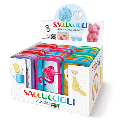 Rechizite Școlare - Penar echipat - Animale cu 3 fermoare (18 markere si 18 creioane colorate) - 13 x 20 x 6.5 cm (12 buc/display), copii varsta 3 ani+,6 ani+,8 ani+