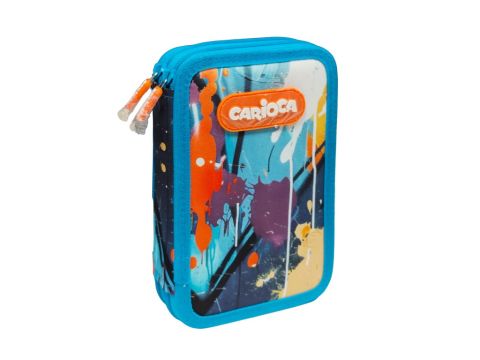 Rechizite Școlare - Penar echipat Carioca Spray 2 fermoare