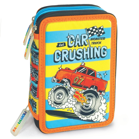 Penar echipat - Colectia pentru baieti cu 3 fermoare (18 markere si 18 creioane colorate) - 13 x 20 x 6.5 cm (12buc/display), copii varsta 3 ani+,6 ani+,8 ani+ [5]