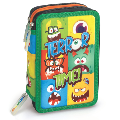 Penar echipat - Colectia pentru baieti cu 3 fermoare (18 markere si 18 creioane colorate) - 13 x 20 x 6.5 cm (12buc/display), copii varsta 3 ani+,6 ani+,8 ani+ [1]