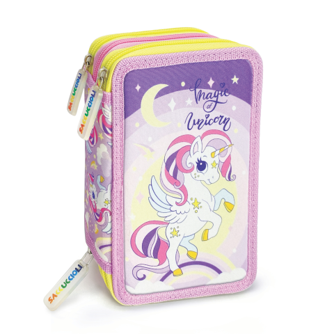 Penar echipat - Colectia pentru fete cu 3 fermoare (18 markere si 18 creioane colorate) - 13 x 20 x 6.5 cm (12buc/display), copii varsta 3 ani+,6 ani+,8 ani+ [1]