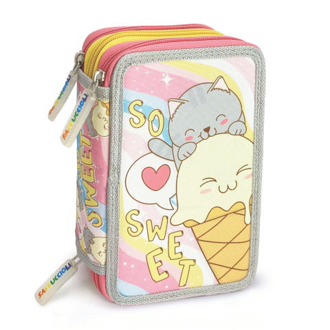 Penar echipat - Colectia pentru fete cu 3 fermoare (18 markere si 18 creioane colorate) - 13 x 20 x 6.5 cm (12buc/display), copii varsta 3 ani+,6 ani+,8 ani+ [5]