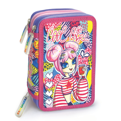 Penar echipat - Colectia pentru fete cu 3 fermoare (18 markere si 18 creioane colorate) - 13 x 20 x 6.5 cm (12buc/display), copii varsta 3 ani+,6 ani+,8 ani+ [2]