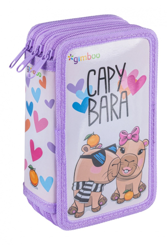 Penare pentru Scoala: Fete, Baieti, Echipate si Neechipate - Penar cu 3 Compartimente, Roz, Capybara, pentru Fete