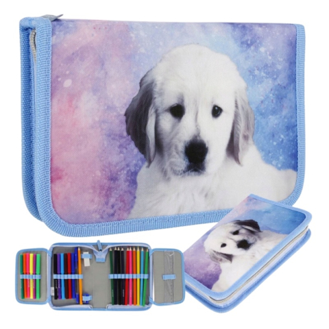 Penare fete, baieti, echipate si neechipate - Penar echipat Starpak Doggy, 1 fermoar, 2 extensii, bleu, 506514