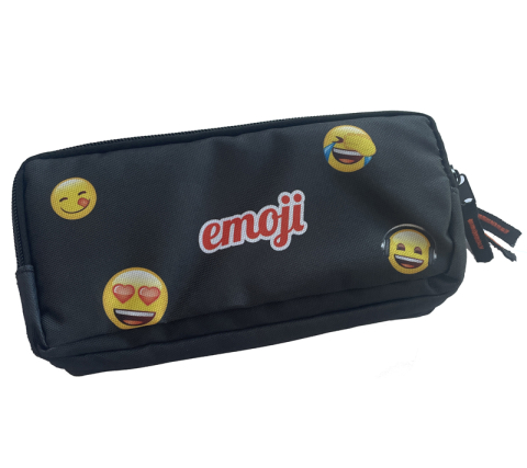 Penar etui dreptunghiular 3 fermoare negru school emoji pigna [1]