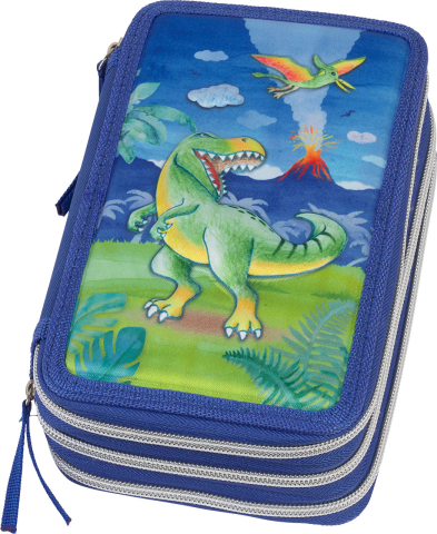 Rechizite Școlare - Penar neechipat 3 fermoare dinozaur faber-castell