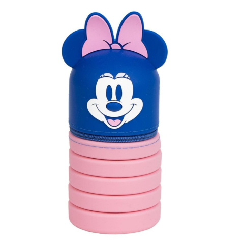 Penare fete, baieti, echipate si neechipate - Penar neechipat Cerda 3D Minnie, 1 fermoar, siliconic, extensibil, 6.5x19x6.5cm, 395976