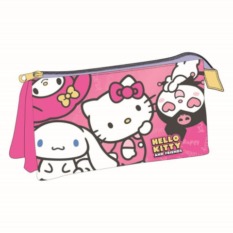 Penare fete, baieti, echipate si neechipate - Penar neechipat Cerda Hello Kitty, 1 fermoar, 3 compartimente, 22.5x11.5x2cm, 630992