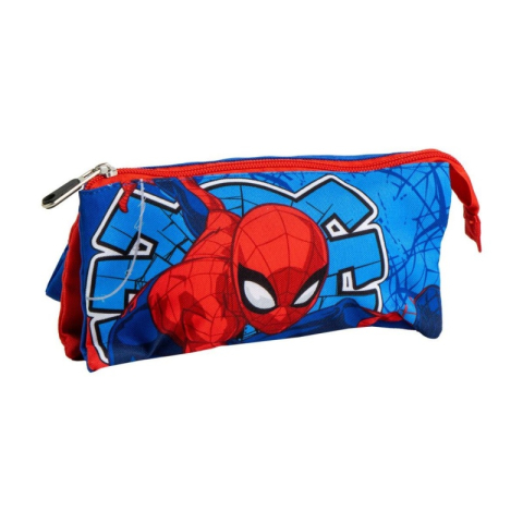 Penare fete, baieti, echipate si neechipate - Penar neechipat Cerda Spiderman, 1 fermoar, 3 compartimente, 22.5x11.5x2cm, 493535