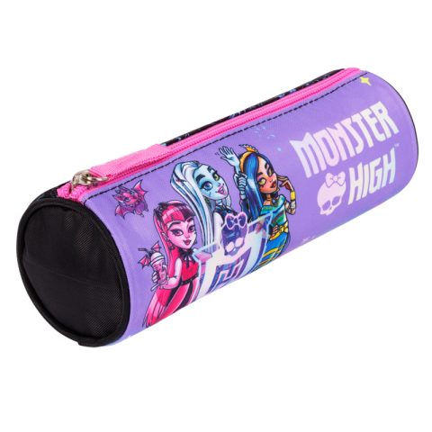 Penare fete, baieti, echipate si neechipate - Penar neechipat St.Majewski Monster high, 1 fermoar, negru cu mov, cilindric, 661419