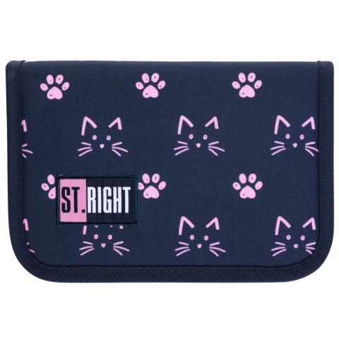Penare fete, baieti, echipate si neechipate - Penar neechipat St.Majewski St.Right Cats&Paws, 1 fermoar, 2 extensii, mov/roz, textil, PC-03/627439