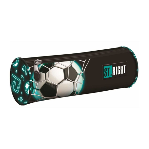 Rechizite Școlare - Penar neechipat St.Majewski St.Right Neon Football, 1 fermoar, negru, cilindric