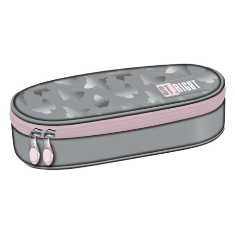 Penare fete, baieti, echipate si neechipate - Penar neechipat St.Majewski St. Right Silver  Butterflies, 1 fermoar, 685347, oval