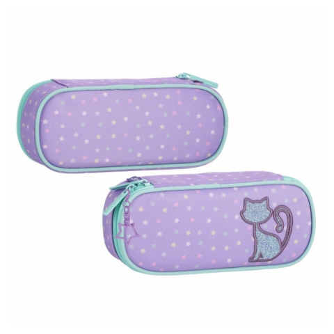 Penare fete, baieti, echipate si neechipate - Penar neechipat Starpak Glitter Cat, 1 fermoar, 576221, oval