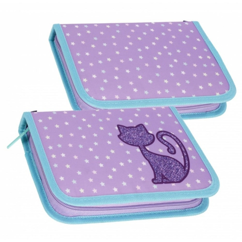 Penare fete, baieti, echipate si neechipate - Penar neechipat Starpak Glitter Cat, 1 fermoar, 576222, 2 extensii