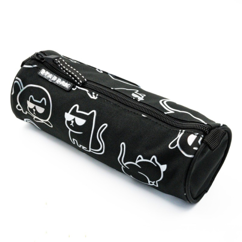 Penare fete, baieti, echipate si neechipate - Penar neechipat Starpak Kitty Holo, 1 fermoar, negru, cilindric, 527240