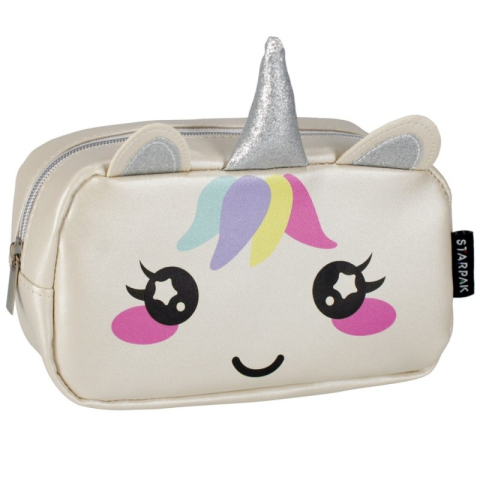 Penare fete, baieti, echipate si neechipate - Penar neechipat Starpak Unicorn, 1 fermoar, crem, 472163
