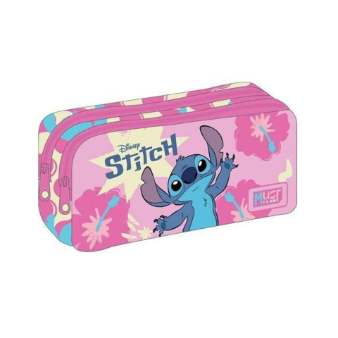 Rechizite Școlare - Penar tubular 2 fermoare 21x6x9cm Stitch Pink Must   9