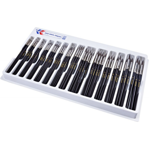 Art & Craft si Artizanat - Pensula Brons BR-247, varf rotund, nr. 00-12, pictura cu acuarele, set 144 buc/tavita PVC