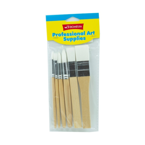 Art & Craft si Artizanat - Pensula Cnx 1042, varfuri diferite, maner lemn, par alb, set 6 buc