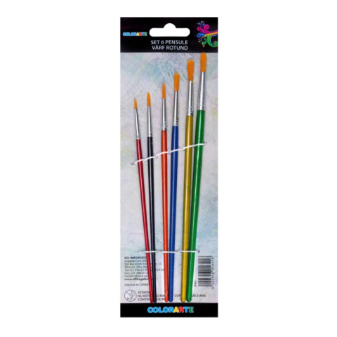 Art & Craft si Artizanat - Pensula Cnx 577-6, varf rotund, nr. 1-6, set 6 buc