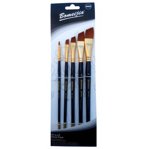 Art & Craft si Artizanat - Pensula Cnx Bomeijia A5015X, varf nylon lat oblic, nr. 2,6,8,10,12, set 5 buc