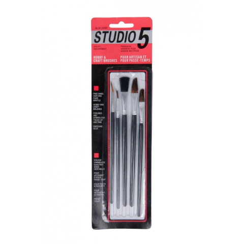Art & Craft si Artizanat - Pensula Cnx Sudio 30505-5, varf rotund, lat, set 5 buc