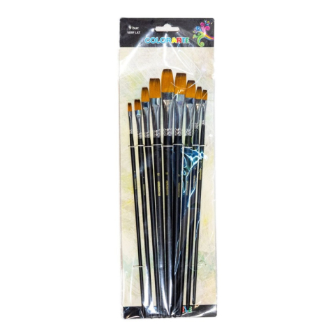 Art & Craft si Artizanat - Pensula Colorarte DB19001, varf lat, set 9 bucati