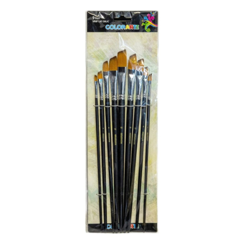 Art & Craft si Artizanat - Pensula Colorarte DB19002, varf lat oblic, set 9 bucati