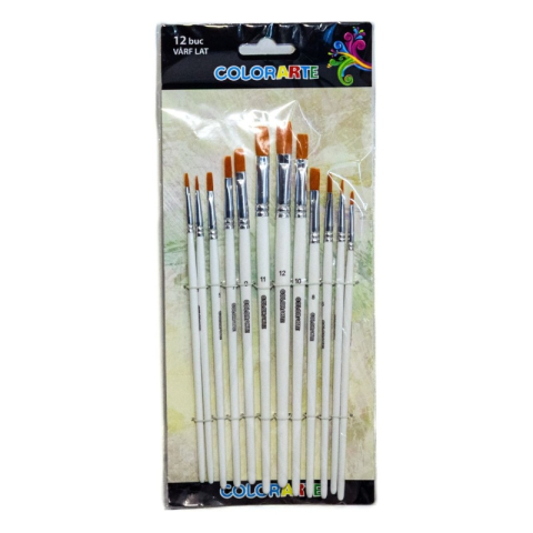 Art & Craft si Artizanat - Pensula Colorarte DB21201, varf lat, set 12 bucati