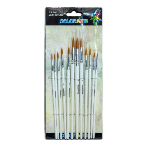 Art & Craft si Artizanat - Pensula Colorarte DB21202, varf rotund, set 12 bucati