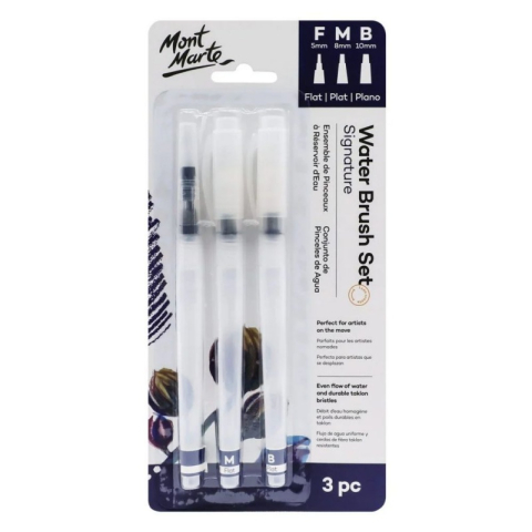Rechizite Școlare - Pensula cu rezervor Mont Marte BMHS0045, varf drept, pentru acuarele apa, set 3 bucata