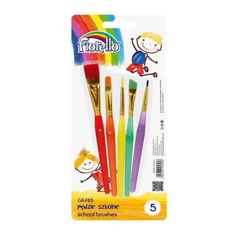 Art & Craft si Artizanat - Pensula Fiorello GR-FB5, varf rotund, lat, lat oblic, blister 5 buc