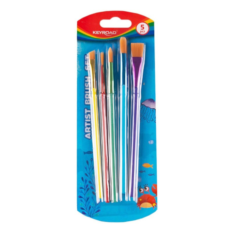 Art & Craft si Artizanat - Pensula Keyroad KR971857, varf nylon rotund / lat, set 5 buc